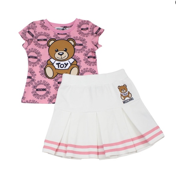 Moschino Teen Toy Bear All Over Print Tee And Skirt - Picture 1 of 9